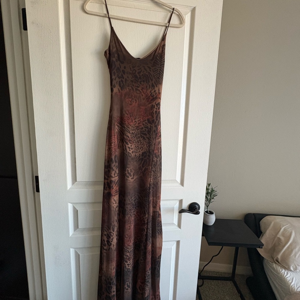 Windsor Brown Animal Print Maxi Dress NEW